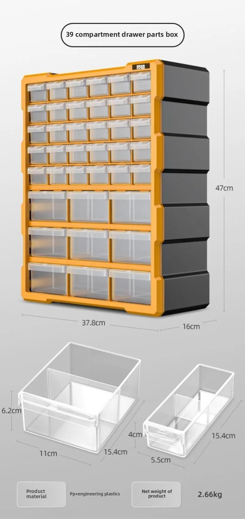 Hardware Toolbox Hanging Design Tool Parts Box Drawer-type Classification Storage Box Sturdy and Durable Tools Packaging