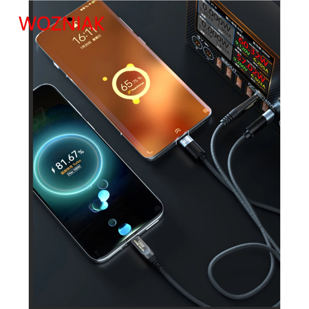 I2C Turbo TU1 TU2 1.2/1.8 Meters 65W 120W High Power Universal Flash Fast Charging Cable for IOS Android Mobile Phones Repair