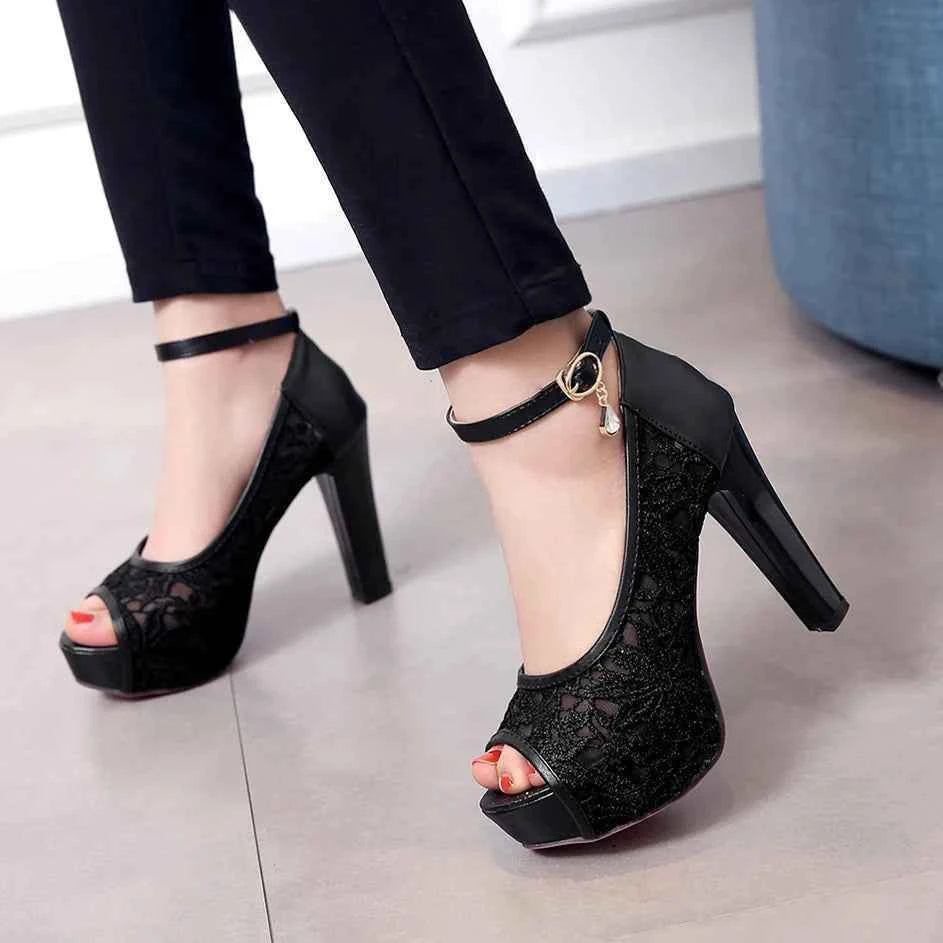 Lace Wedding Shoes Woman Peep Toe High Heels Women Shoes Platform Heels Summer Pumps Women Shoes High Heel Sandals tacones mujer