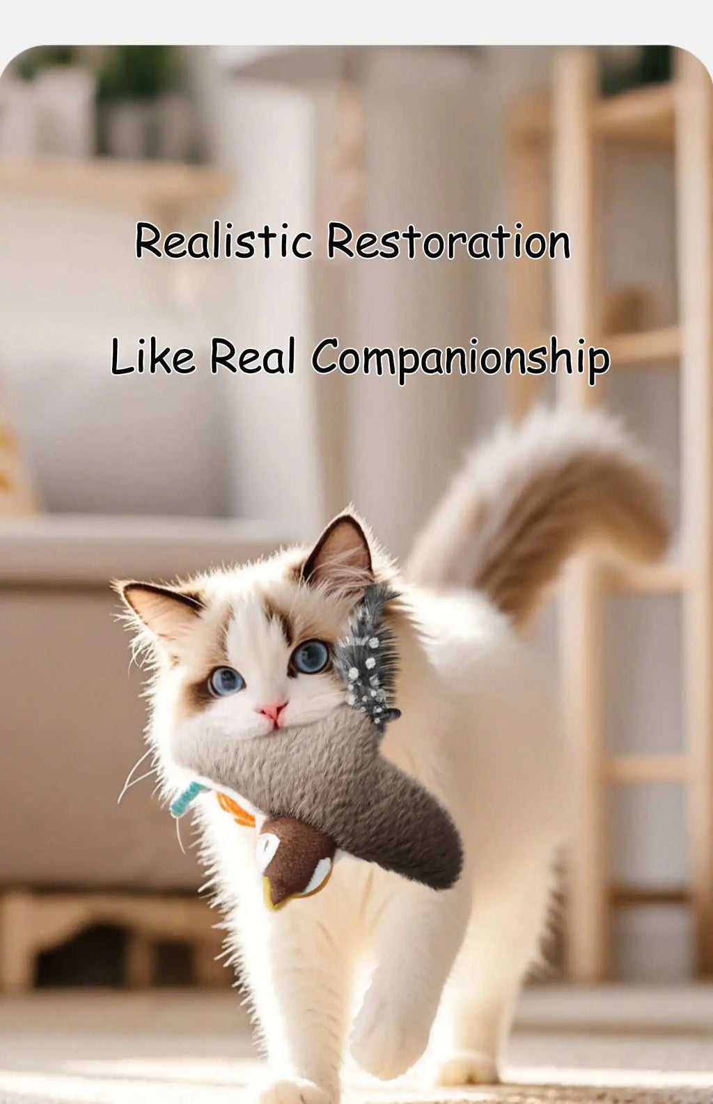 Flying Bird Cat Toy Interactive Cat Toys Rechargeable Chirping Flapping Bird(no Flying) Can Add Catnip Touch Activated Plush Toy