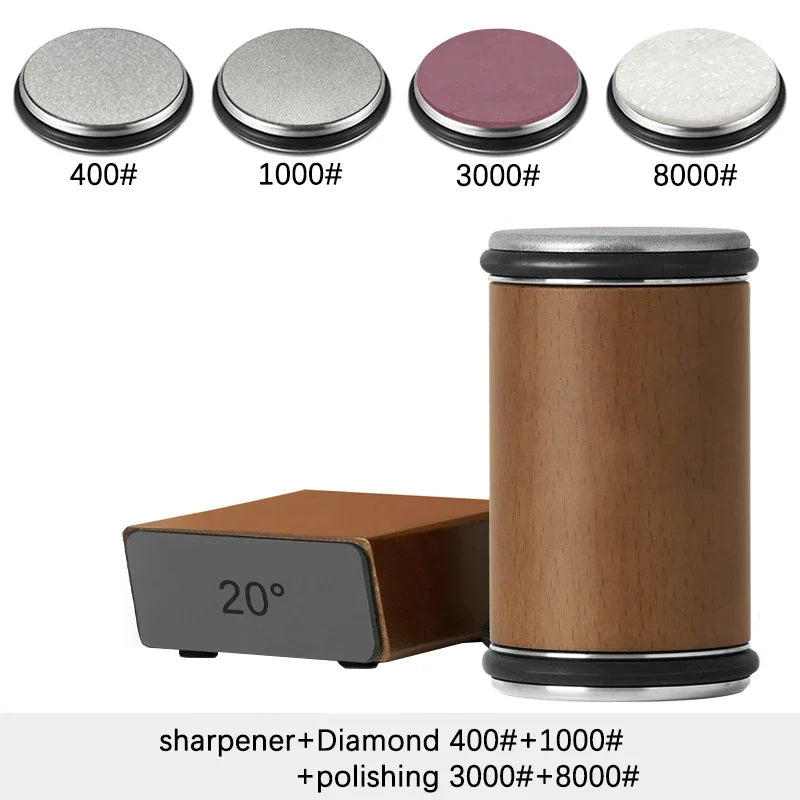 Rolling Knife Sharpener For Straight Edge Knife Sharpener Kit With 15/20° Degree Magnetic Angle For Kitchen Knives Whetstone Set