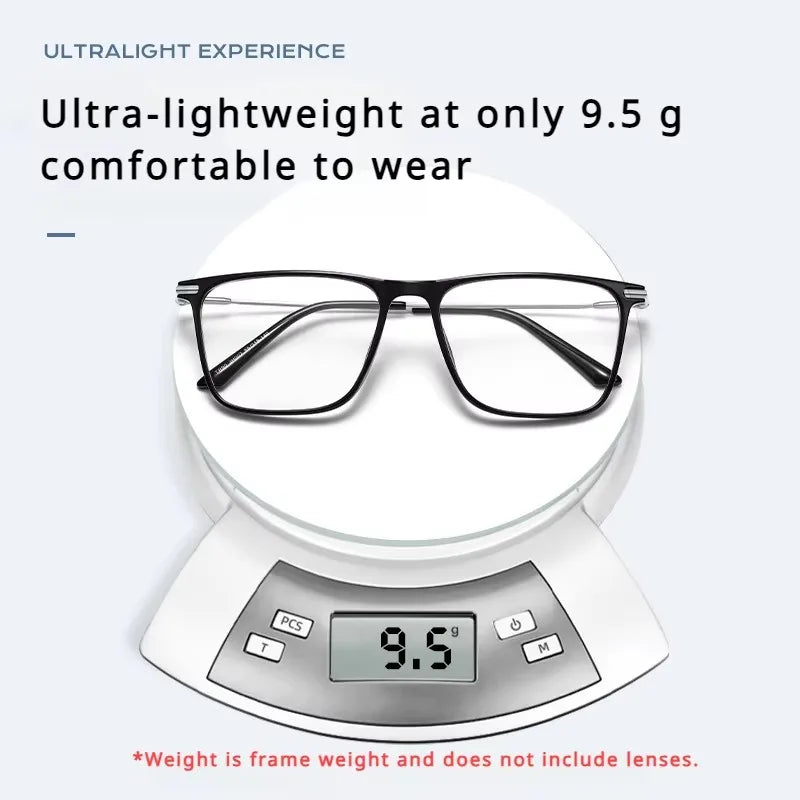 VICKY Classic Titanium Men's Square Frame Simple Design Blue Light Reading Glasses Customizable Prescription Photochromic 007