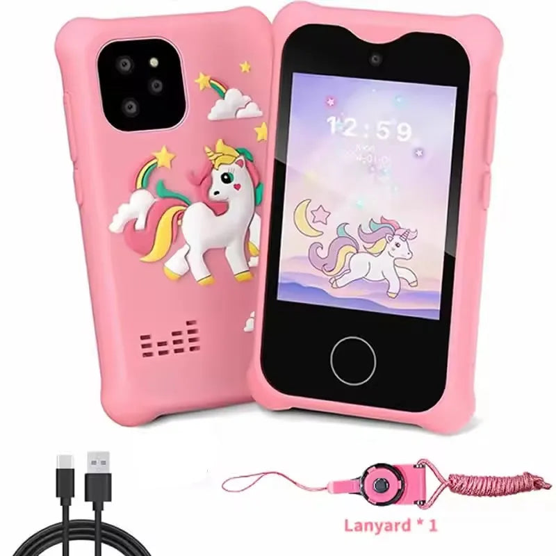 Digital Camera Kids Smart Phone MP3 Player Camera Toys Toys for Girls Touchscreen Unicorn Baby Mobile Educational Boys Age 3-8