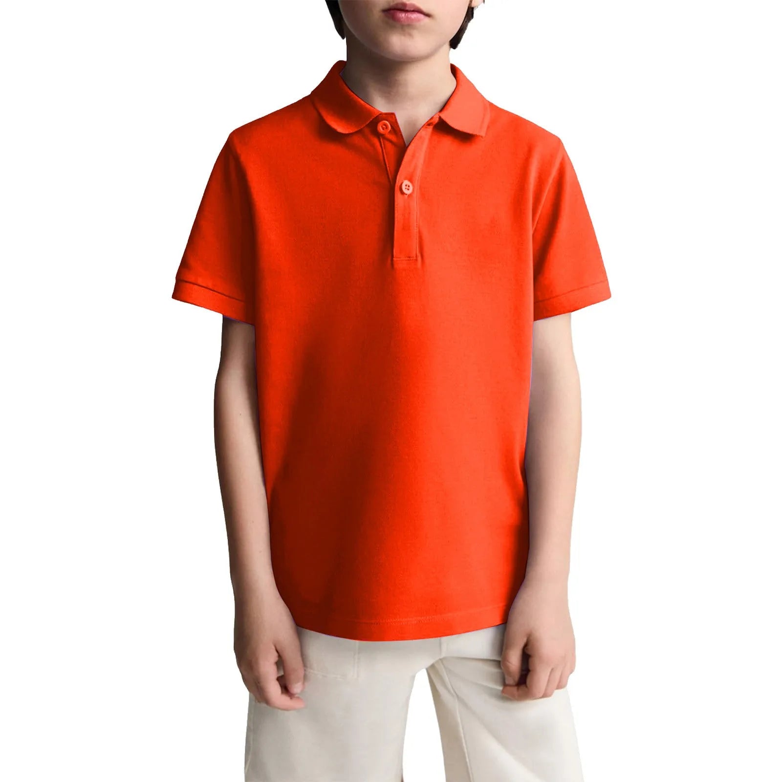 Polo Shirts Kids Basic Simple School Student Uniforms Class Uniforms Cultural Shirts Quick-Drying Turn-Down Collar for 6-11years