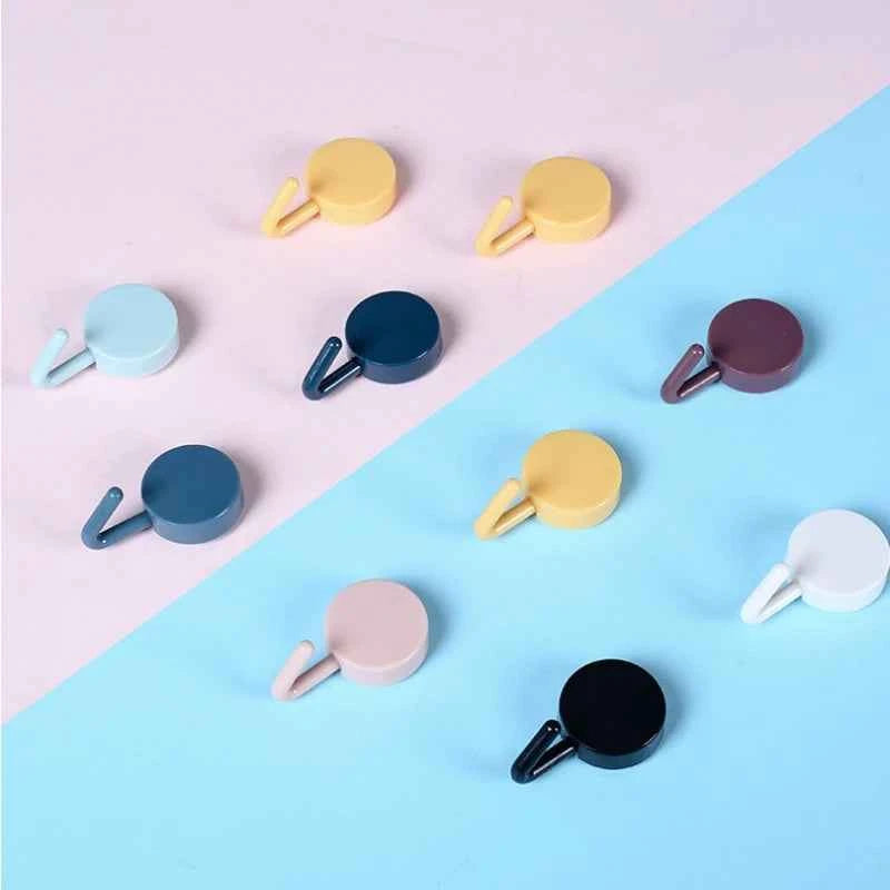 Self Adhesive Wall Hook Strong Without Drilling Coat Bag Bathroom Door Kitchen Towel Hanger Hooks Home Storage Accessories