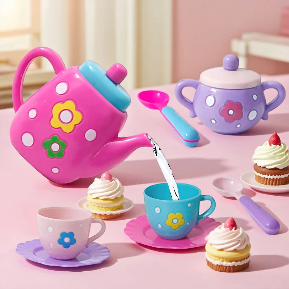 Tea set for girls, tea party set, tea set for kids including kettle, cookies, food for kids, gifts for boys and girls