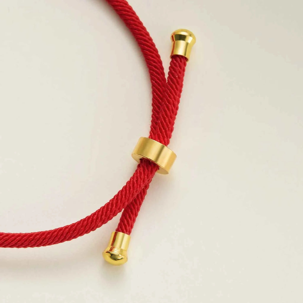 New Gold Stainless Steel Heart Initial Letter Bracelet - Red Rope Charm Jewelry for Men & Women, Lucky Gift