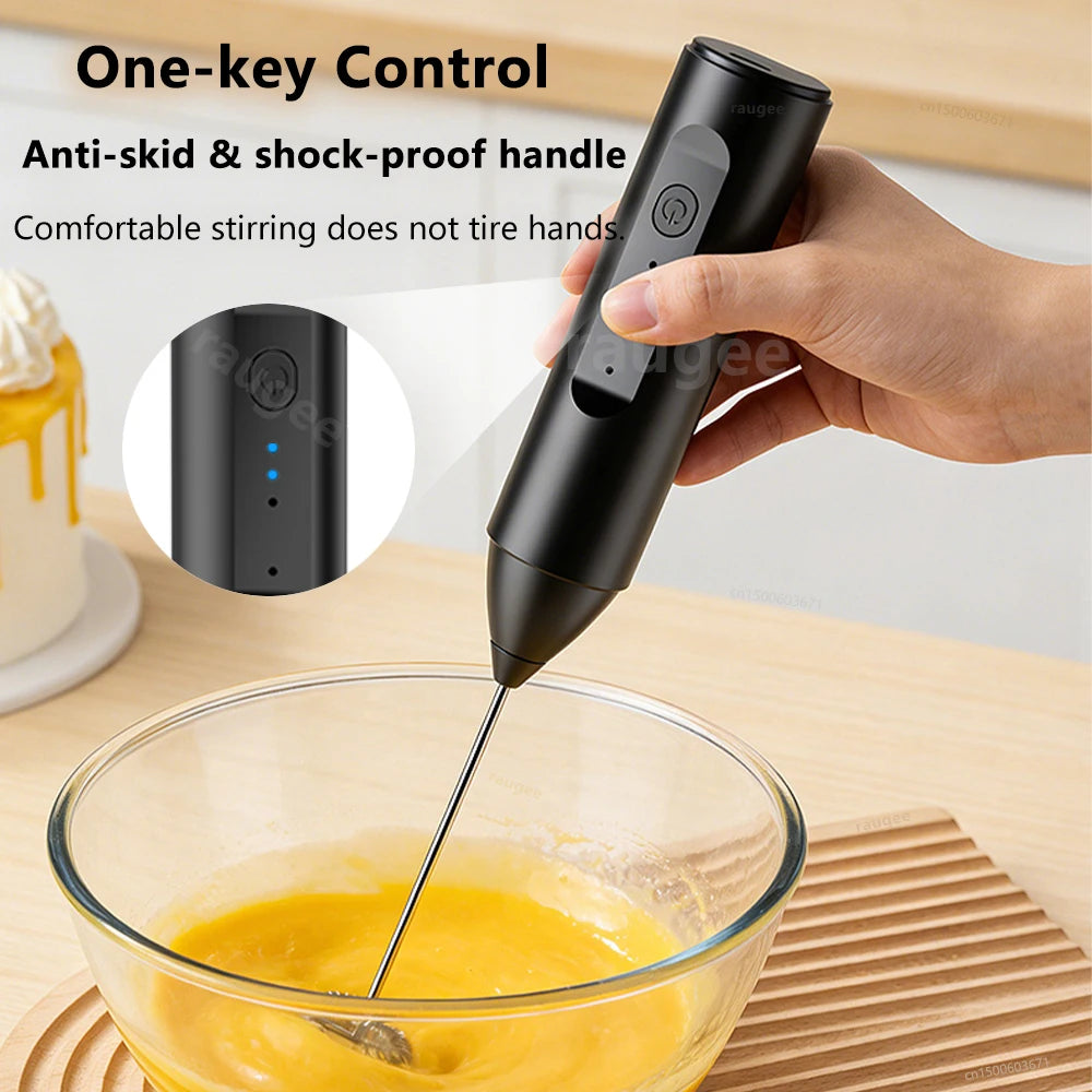 Wireless Milk Frother Mini Electric Handheld Foam Maker USB Rechargeable 3 Speeds Coffee Milk Mixer Electric Egg Beater