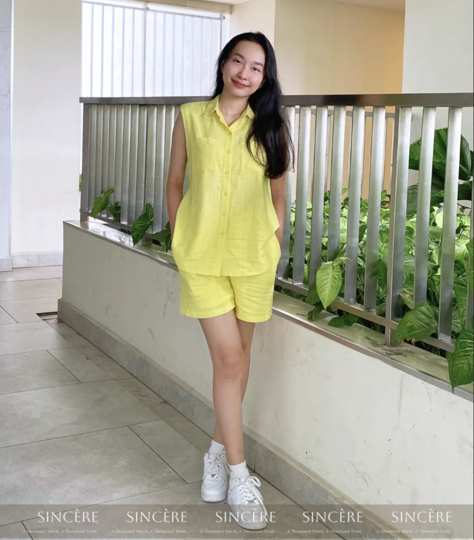 OEM ODM LINEN Blended Viscose Short Non-fading, Non-shrinking From Vietnam Manufacturer Factory