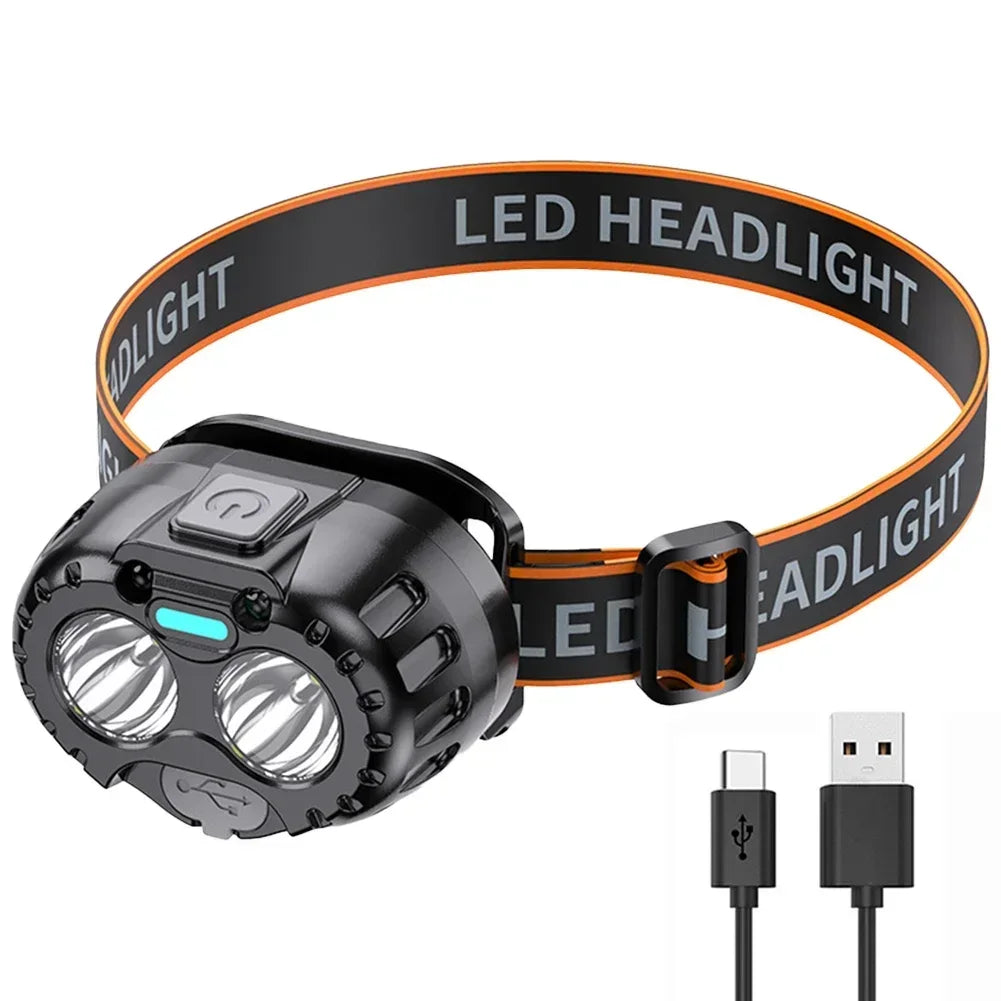 Emergency Head Flashlight Motion Sensor LED Forehead Flashlight USB Charging 250LM XPE LED Headlamp for Outdoor Fishing
