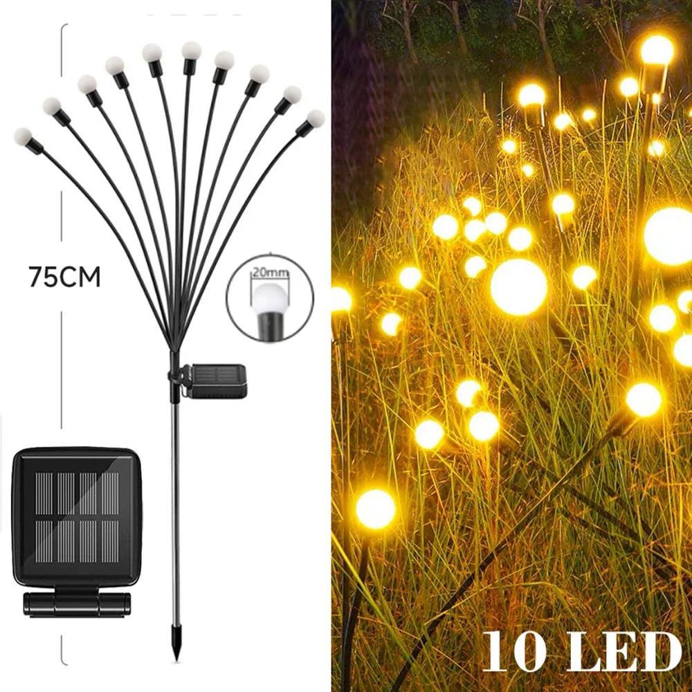6/810 LED Solar Garden Lights Powered Firefly Lights Outdoor Waterproof Vibrant Garden Lights for Patio Pathway Decoration,Warm
