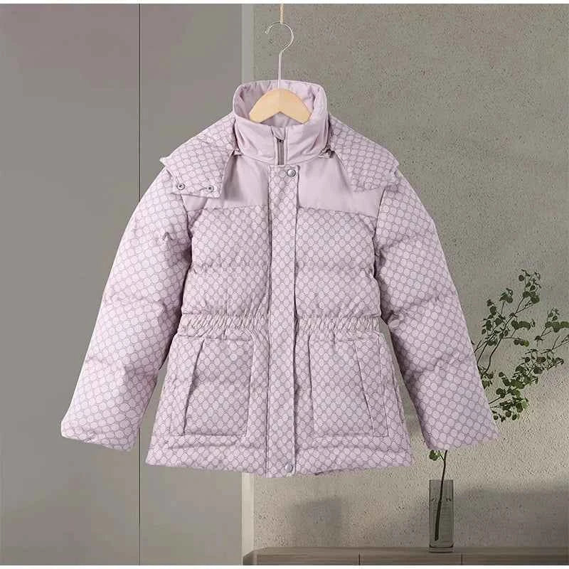 Printed Female Winter Cotton Quilted Jacket Hooded Thicken Zipper Single Breasted Long Sleeve 2025 New Casual Coat Loose Outwear