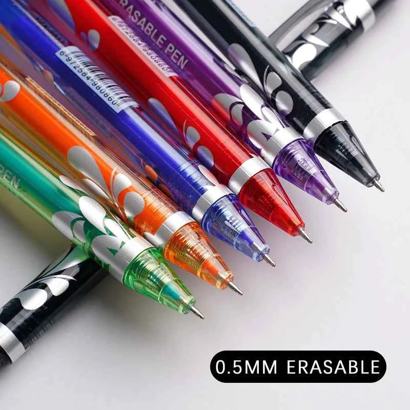 6pcs New 0.5mm Erasable Gel Pens Set 6colors Refill Rod Magic Ink Erasable Pen Washable Handle Office Writing School Stationery