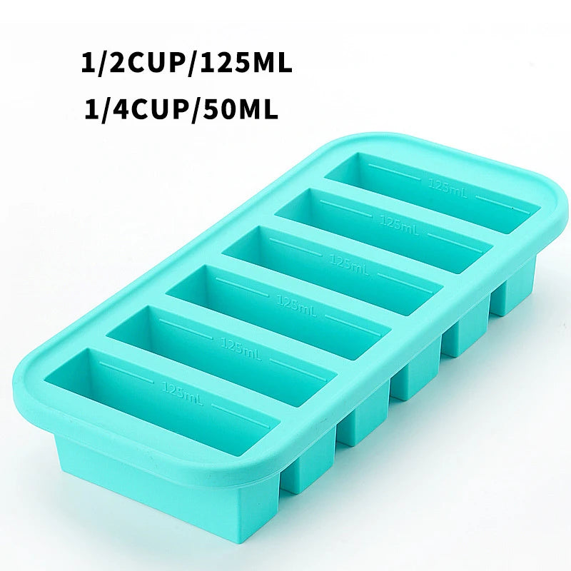 1PC 2/4/6Grid Silicone Freezer Mold with Lid Refrigerated Food Storage Box Food Box Ice Tray Mold Ice Box Fresh-keeping Box