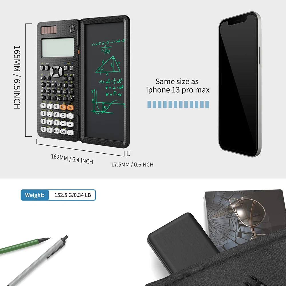 Scientific Calculators for Students 991ES Office Calculators Desktop 4-Line Display Calculator with Erasable LCD Writing Tablet