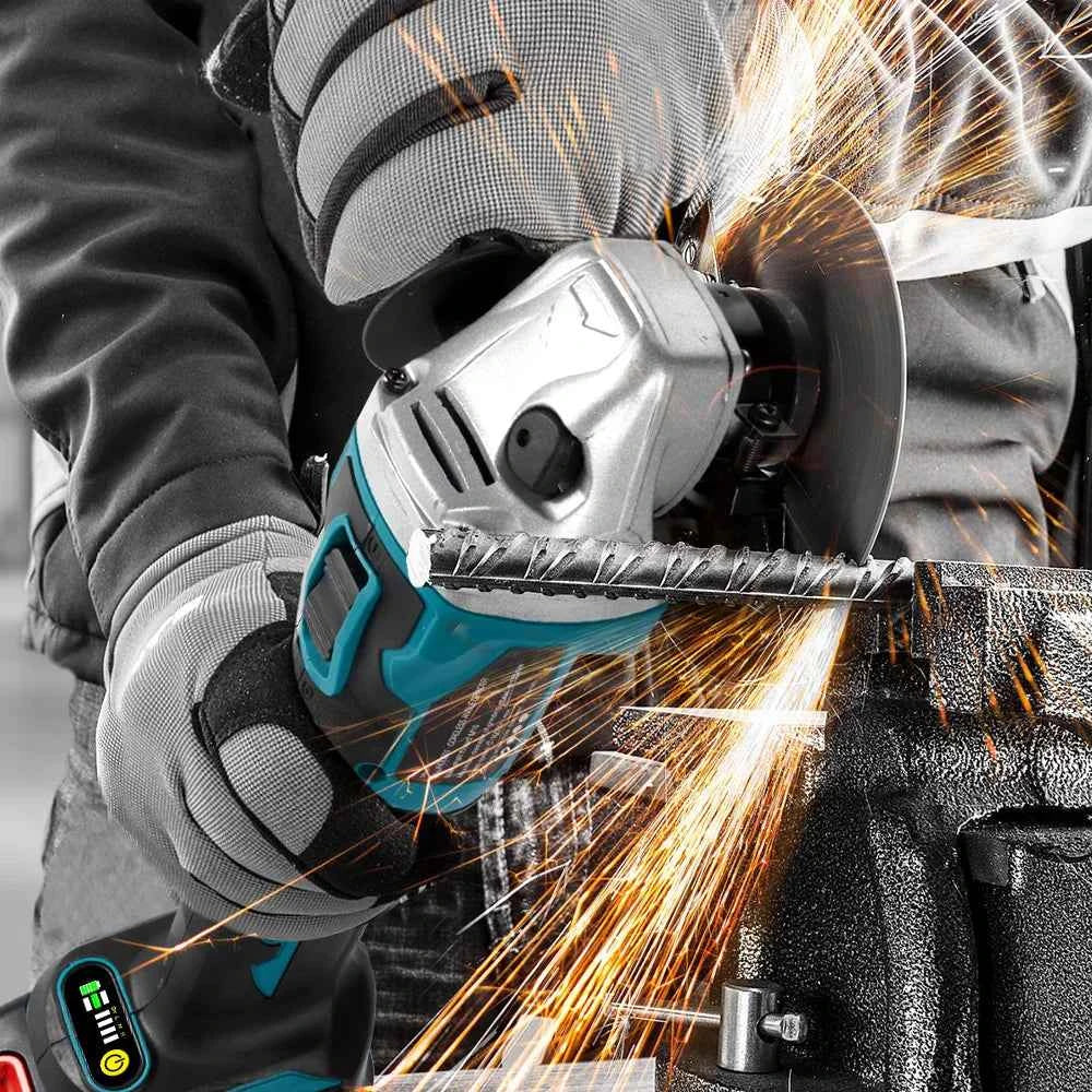 YOFIDRA 4 Gears Brushless Angle Grinder 125mm Cordless Cutting Polishing Cutting Machine Power Tool For Makita Battery Pin