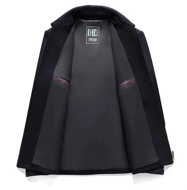 High-end men's fashionable, cool, versatile, trendy and casual woolen executive jacket, dad's suit lapel coat
