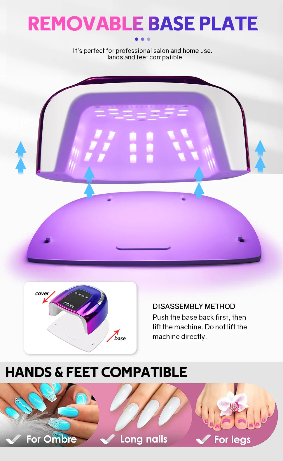 200W UV Nail Lamp 48 LEDs Nail Dryer Machine with LCD Screen Rechargeable Manicure Lamp for Curing All Nails Gel Nail Art Tools