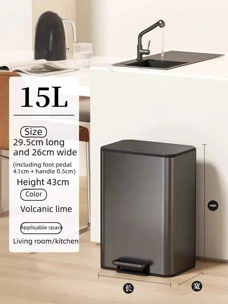 Kitchen Bin Large Large Capacity New Household Living Room Light Luxury High-grade Stainless Steel Italian Style Furniture