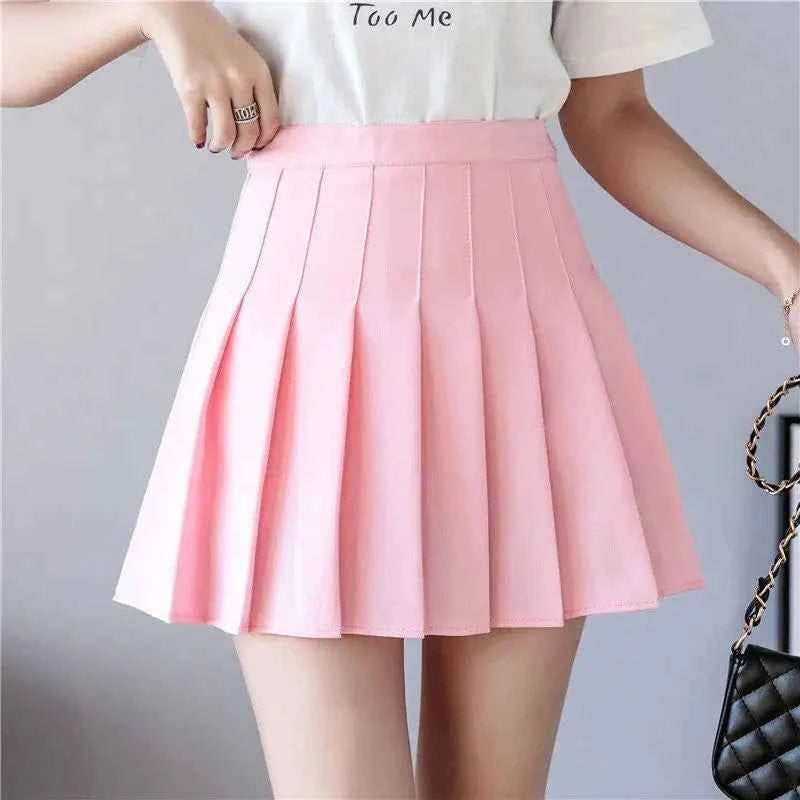 Pleated Mini Skirt with Shorts Women's High Waist A-Line Skater Skort White Black Pink Sporty School Uniform New Fashion HotSale