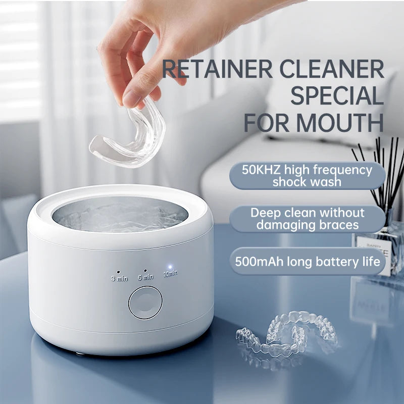 50KHZ Ultrasonic Braces Cleaning Machine Multi-function Invisible Retainer Denture Machine Jewelry High Frequency Cleaner