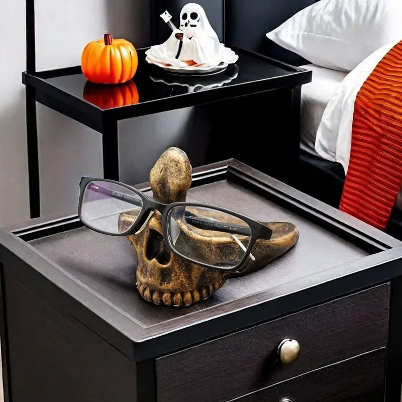 Mobile Phone Holder Creative Skull Glasses Storage Stand Jewelry Organizer Rack Art Home Decoration Resin Table Ornaments Gift