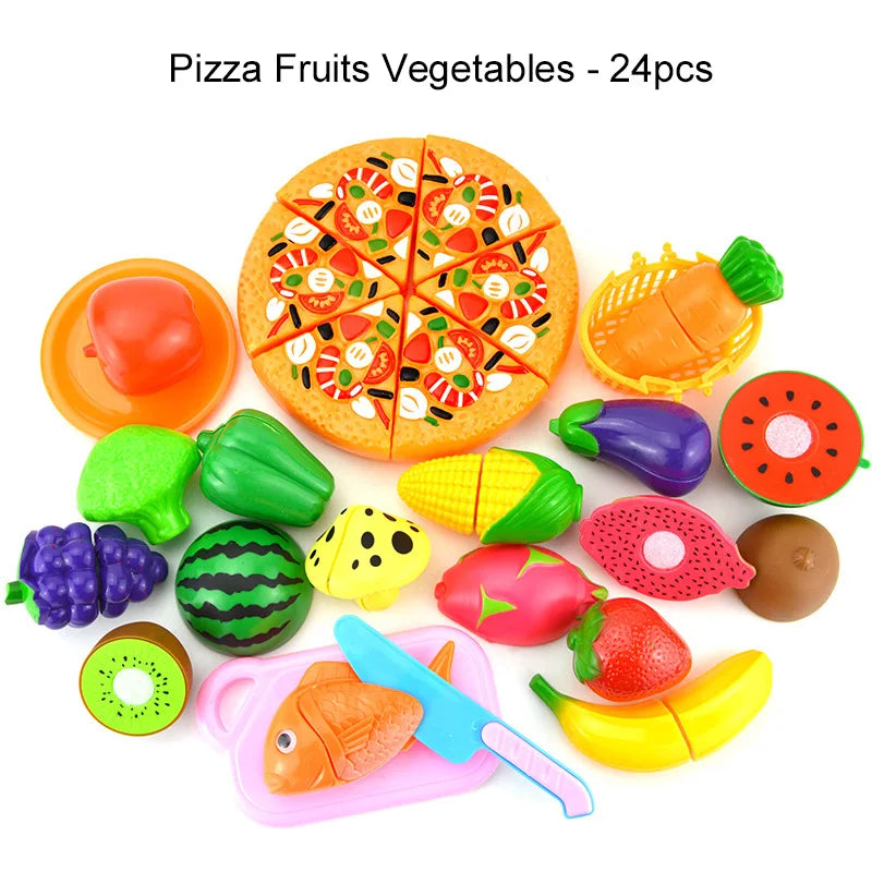 Kids Simulation Food Kitchen Toy Pretend Play Pizza with Cutter Children Interactive Toys Birthday Gifts for Boys And Girls TMZ