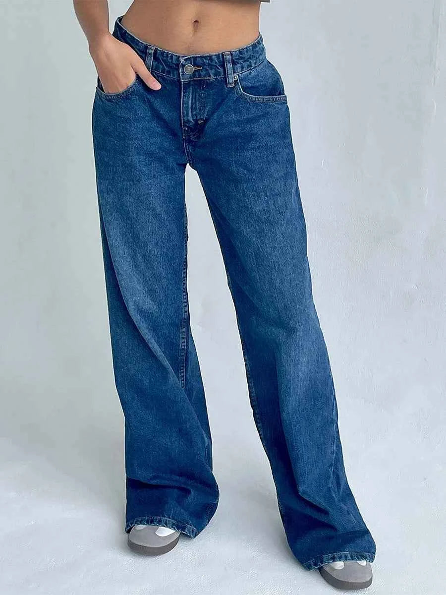 Y2K Baggy Jeans for Women Trendy Low Rise Casual Straight Leg Boyfriend Jeans Denim Pants with Pocket Streetwear