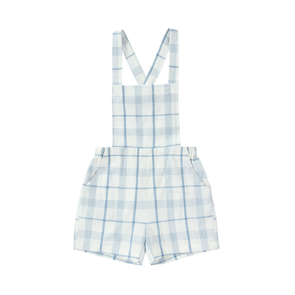 AP Barcelona Blue Collection Girls Dress Embroidery Brothers Sisters Family Matching Clothing Boys Plaid Set Knit Top