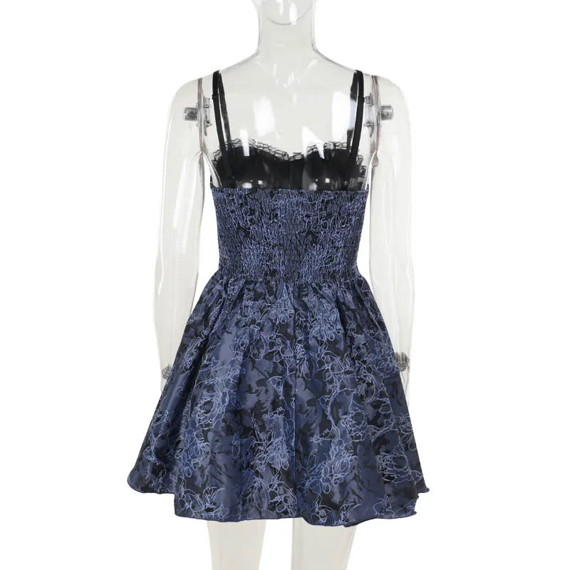 2024 New Vintage Gothic Purple Mini Dress Women Sexy Spaghetti Strap High Waist Dresses Punk Grunge Slim Party Club Dress Women
