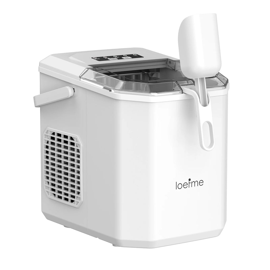 LOEFME 12kg/24h Electric Ice Maker Machine Bullet Ice 6 Mins 9pcs Ice Cubes Self-Cleaning Ice Maker for Home Cafes Camping Party