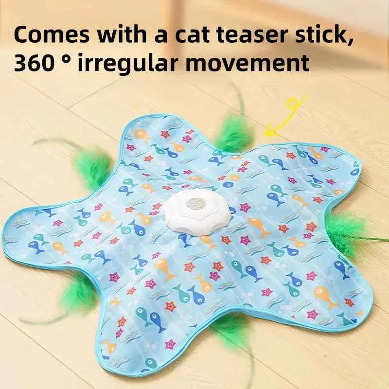 Automatic Interactive Cat Toy With Rotating Teaser Wheel