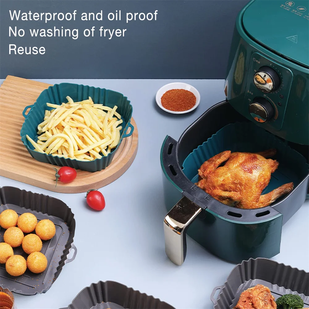 Silicone Air Fryer Liner, Reusable Air Fryer Pot, Silicone Air Fryer Accessories for Home Kitchen, Non-Stick Air Fryer Basket