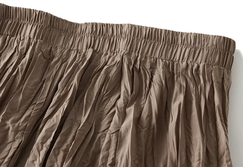 Light Luxury Irregular Slimming Pleated  A-line Skirt for Women High Waist Solid Color Loose Fashion Skirts Casual  Spring New