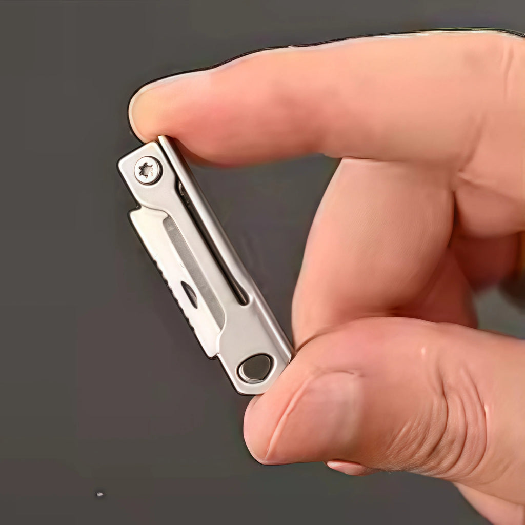 1Pc Stainless Steel Mini Folding Knife - Multi-Function Pocket Tool Keychain for Outdoor Camping & EDC
