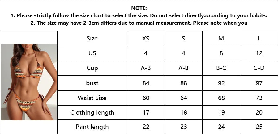 2026 Women's 2-piece Swimsuit Sexy Knitted Striped Bikini Set Triangle Bra Suspender Halter Backless Beach Vacation Swimwear