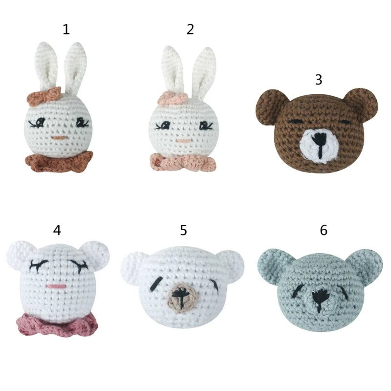 Crochet Animal Baby Pacifier Clip Accessories Handmade Knitted Bunny Teether Beads Newborn Nipple Clip Dummy Soother Holder Toy