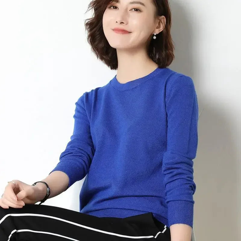 Women Sweaters 2026 O-neck Long Sleeve Autumn Winter Pullovers Fashion Korean Sweaters Bottoming Shirts Slim Knitwear Jumpers