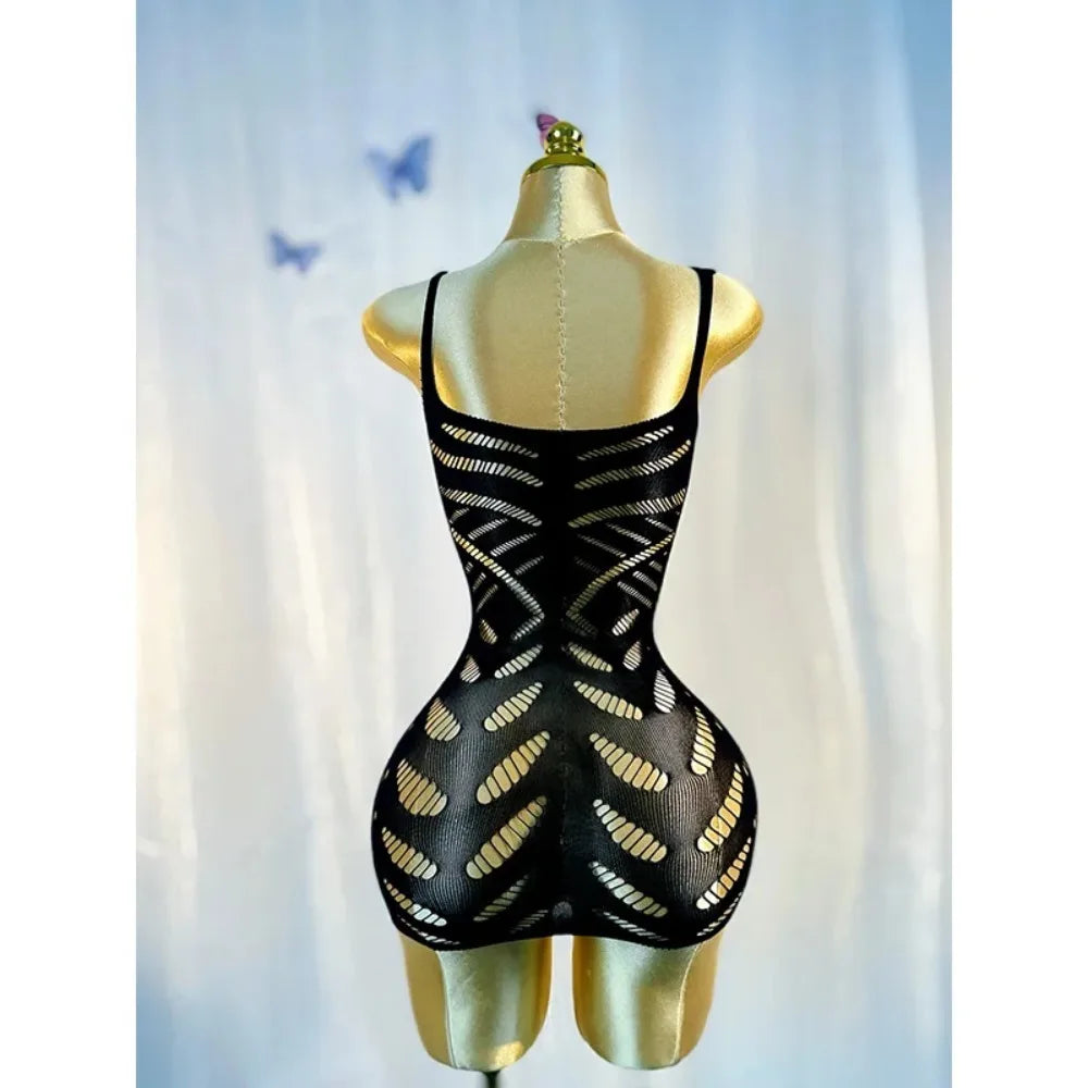 blackSexy Cover Up Hollow Out Fishnet Dress without Bikini Summer Holiday DSH602