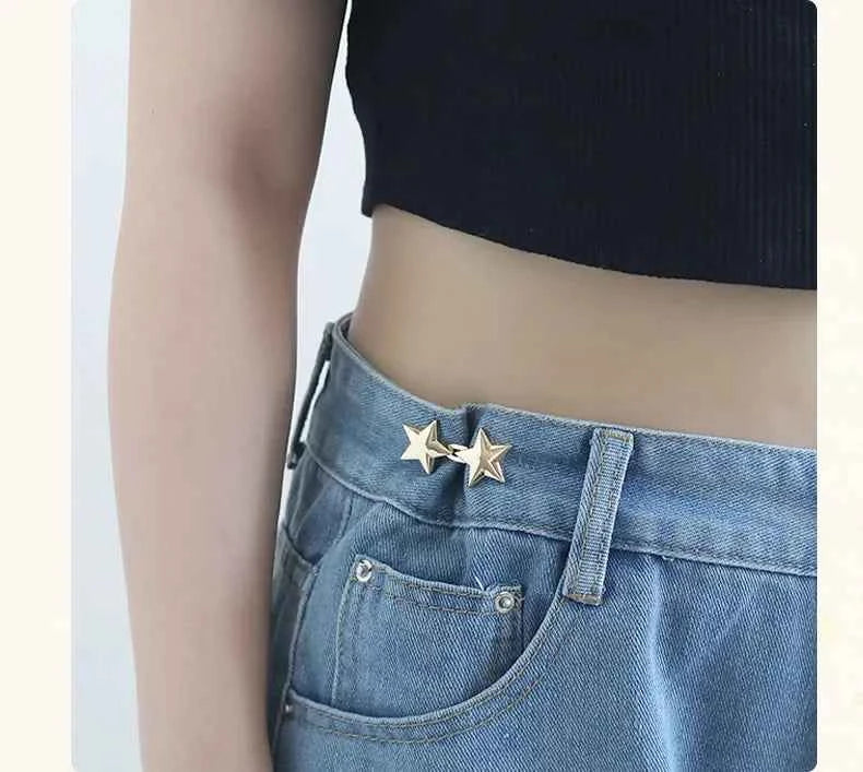 Mental Star Belt Adjustable Seamless Invisible Waistband Buckle Jeans Waist Tightening Tool Fashion Luxury Decoration Accessory