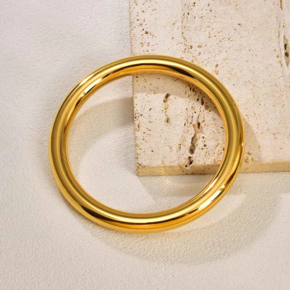 C29 Simple and fashionable traditional plain ring bracelet, 18K gold-plated jewelry, women's ins stainless steel hollow bracelet