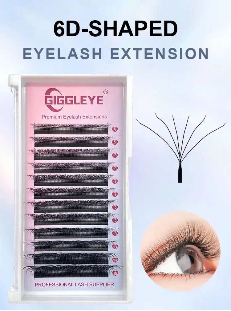 6D W Shape Eyelash Extensions - Pre Made Self Fan Lashes for Easy Application | Blooming Lashes Professional Kit
