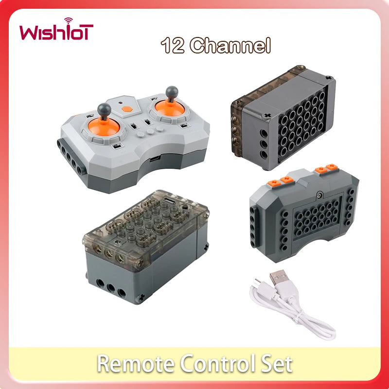 12 Channel Remote Control Lithium Battery Box Set Compatible Building Block APP Programming Control for DIY RC Car Robot Project