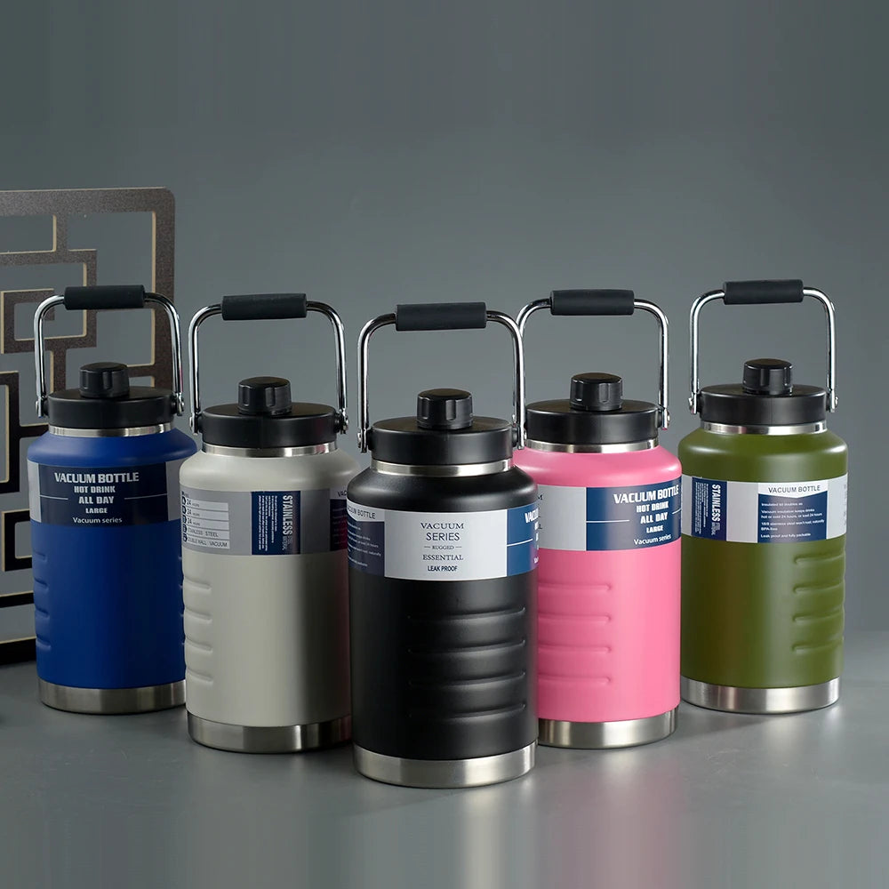 1.5L Large Capacity Vacuum Flask, 304 Stainless Steel Vacuum Bottle, Outdoor Portable Water Bucket, Handheld Sports Water Bottle