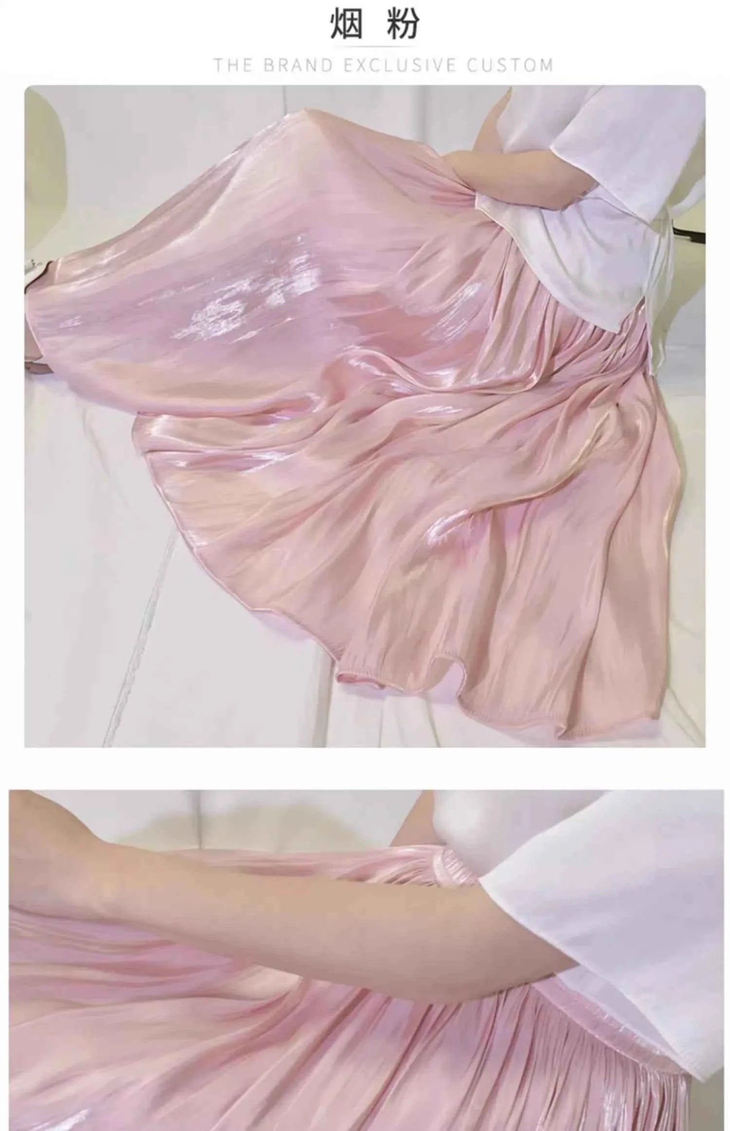 2025 Spring/Summer New Luster  A-line Women Skirt Solid Color High Waist French Paris Style Elegant Asymmetrical Skirt