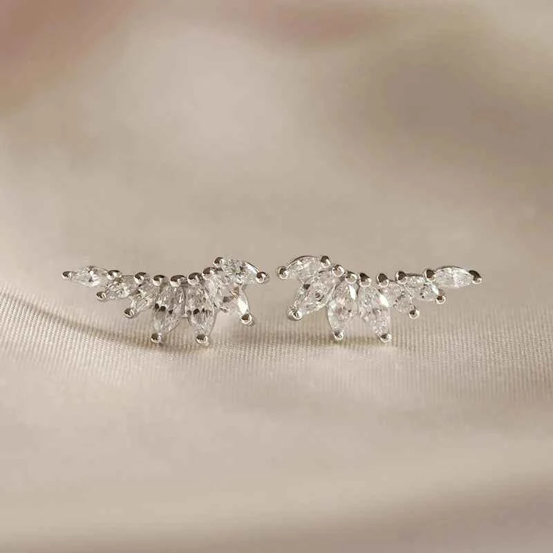 Women's 925 Sterling Silver Ear Needle Crystal Zircon Water Droplets Stud Hoop Gold Huggie Earrings Premium Luxury Party Jewelry