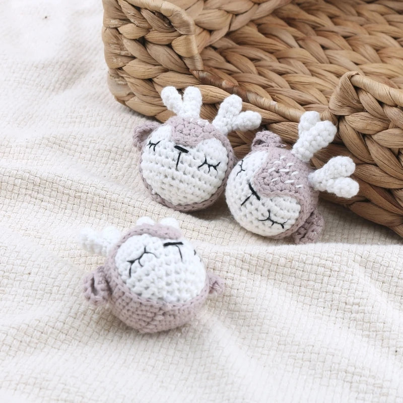 Crochet Animal Baby Pacifier Clip Accessories Handmade Knitted Bunny Teether Beads Newborn Nipple Clip Dummy Soother Holder Toy
