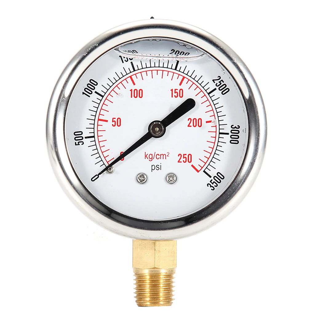 Fuel Pressure Gauge Fuel Pressure Liquid Filled Gauge Stainless Steel Hydraulic Liquid Filled Fuel Pressure Gauge 0-3500 PSI