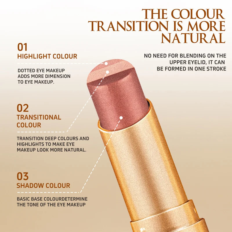 Three-Color Eyeshadow Stick – Waterproof Long-Lasting Glow
