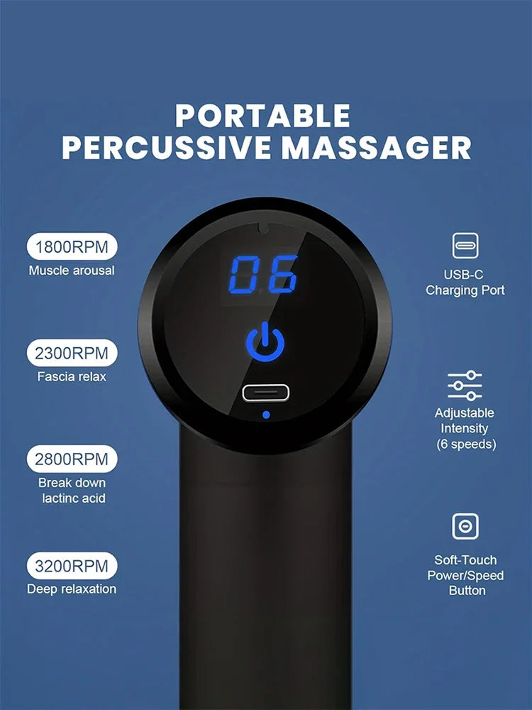 Fascia Gun Massager Instrument Portable Electric Vibrating Muscle Relaxation Tool for Sports Recovery Multifunctional
